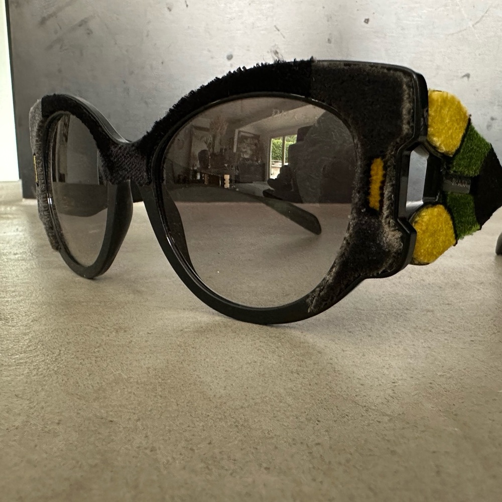 Prada round flocked sunglasses